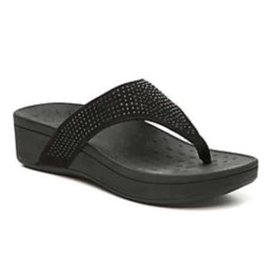 Vionic black embellished naples wedge sandals